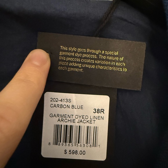 Garment Dyed Carbon Blue Linen Archie Jacket - 38R - Picture 3 of 5